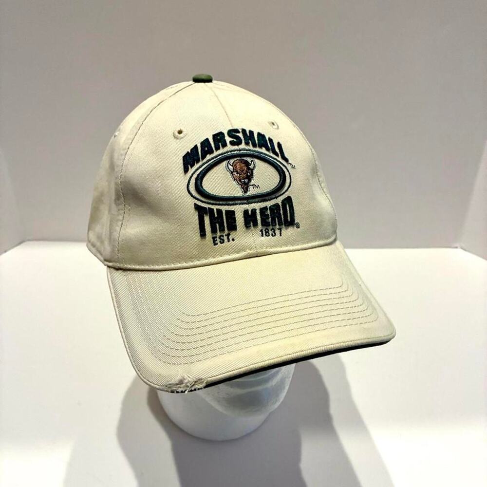 NCAA Marshall University The Herd Est 1837 Hat Cap Beige Green The Herd